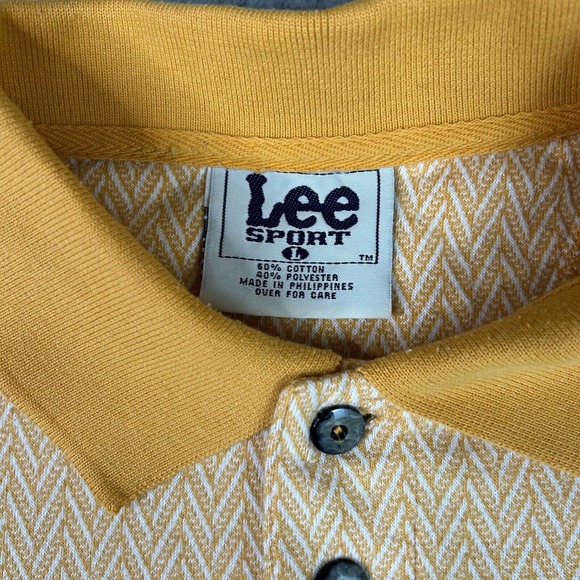 Lee Sport Shirt Mens Large Orange Striped Vtg TN Polo‎ Short Sleeve Embroidered - Picture 6 of 10